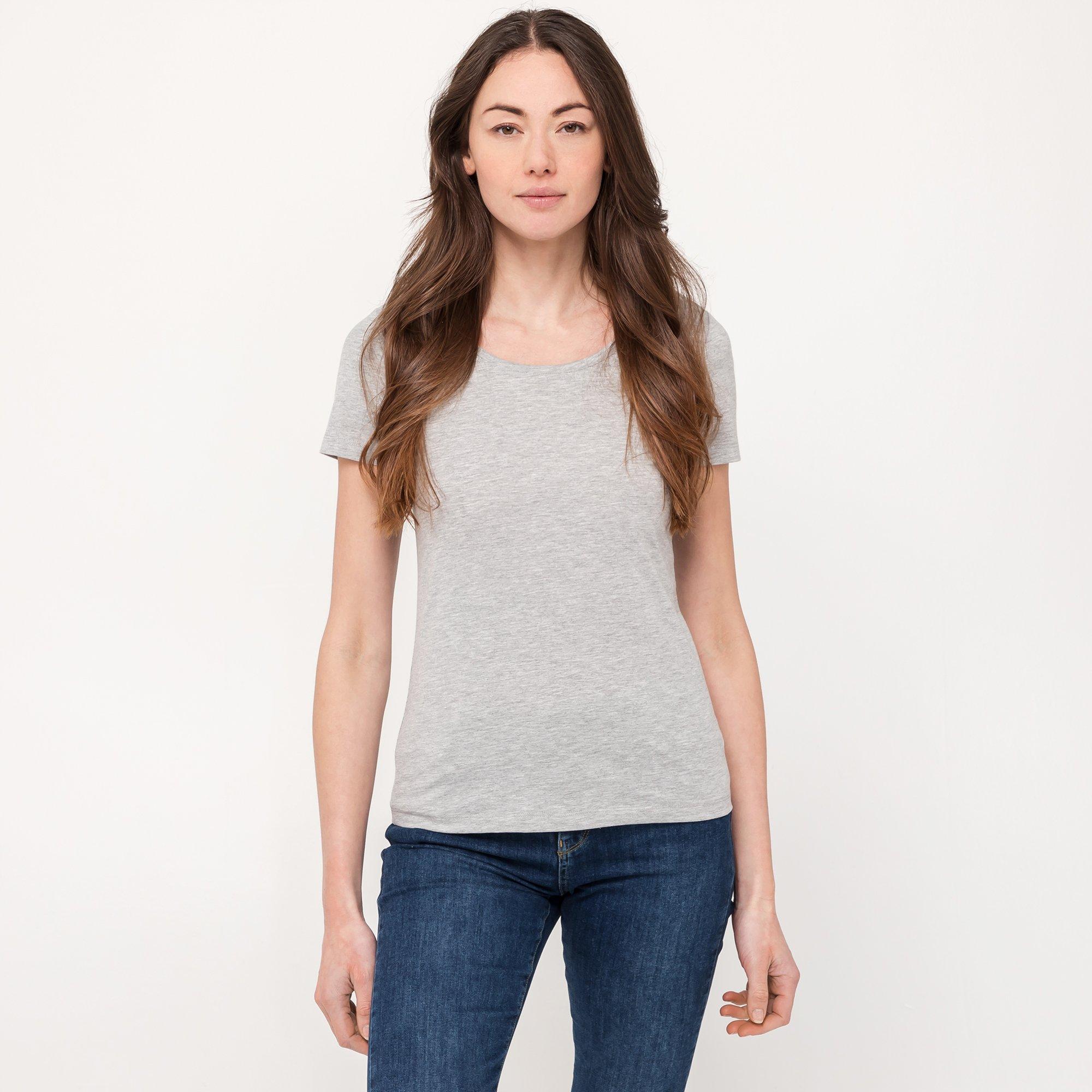 Image of T-shirt, Rundhals, Kurzarm Damen Grau Melange XS