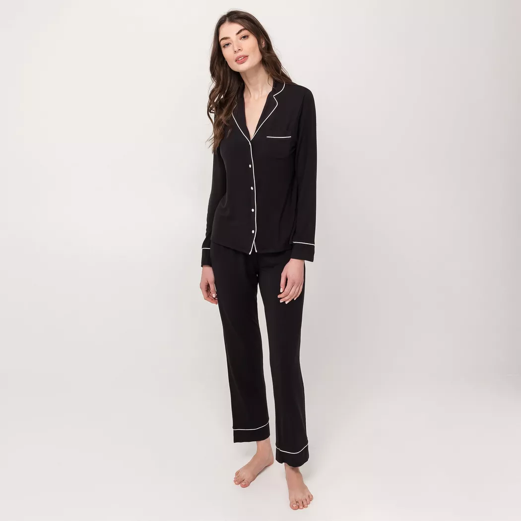 Manor Woman - Pyjama Set, lang, für Damen, Black, Größe XL