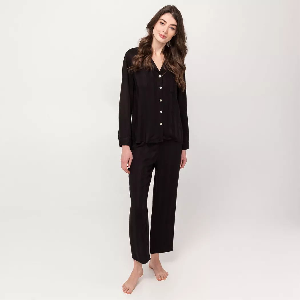 Manor Woman - Pyjama Oberteil, langarm, für Damen, Black, Größe M 2