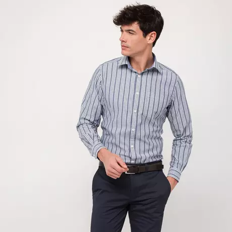 Manor Man Chemise, Classic Fit, manches longues  Marine
