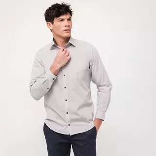 Manor Man Chemise, Classic Fit, manches longues  Brun