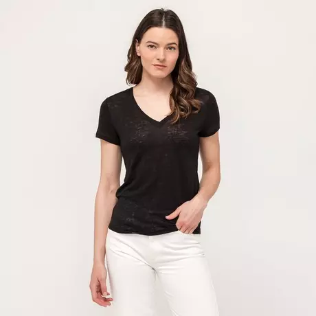 Manor Woman  T-shirt, col en V, manches courtes Black