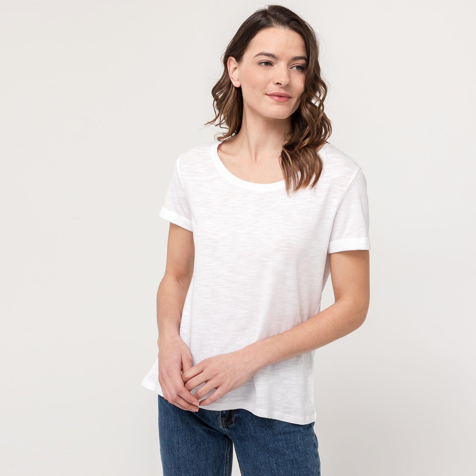 Image of T-shirt, Rundhals, Kurzarm Damen Weiss L