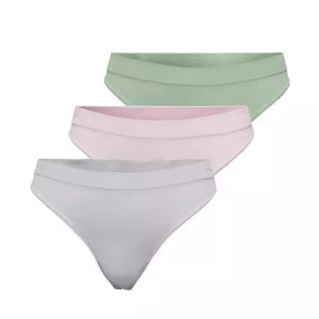 Only Lingerie Vicky Rib Sless Thong 3-Pack string, confezione tripla Tricolore