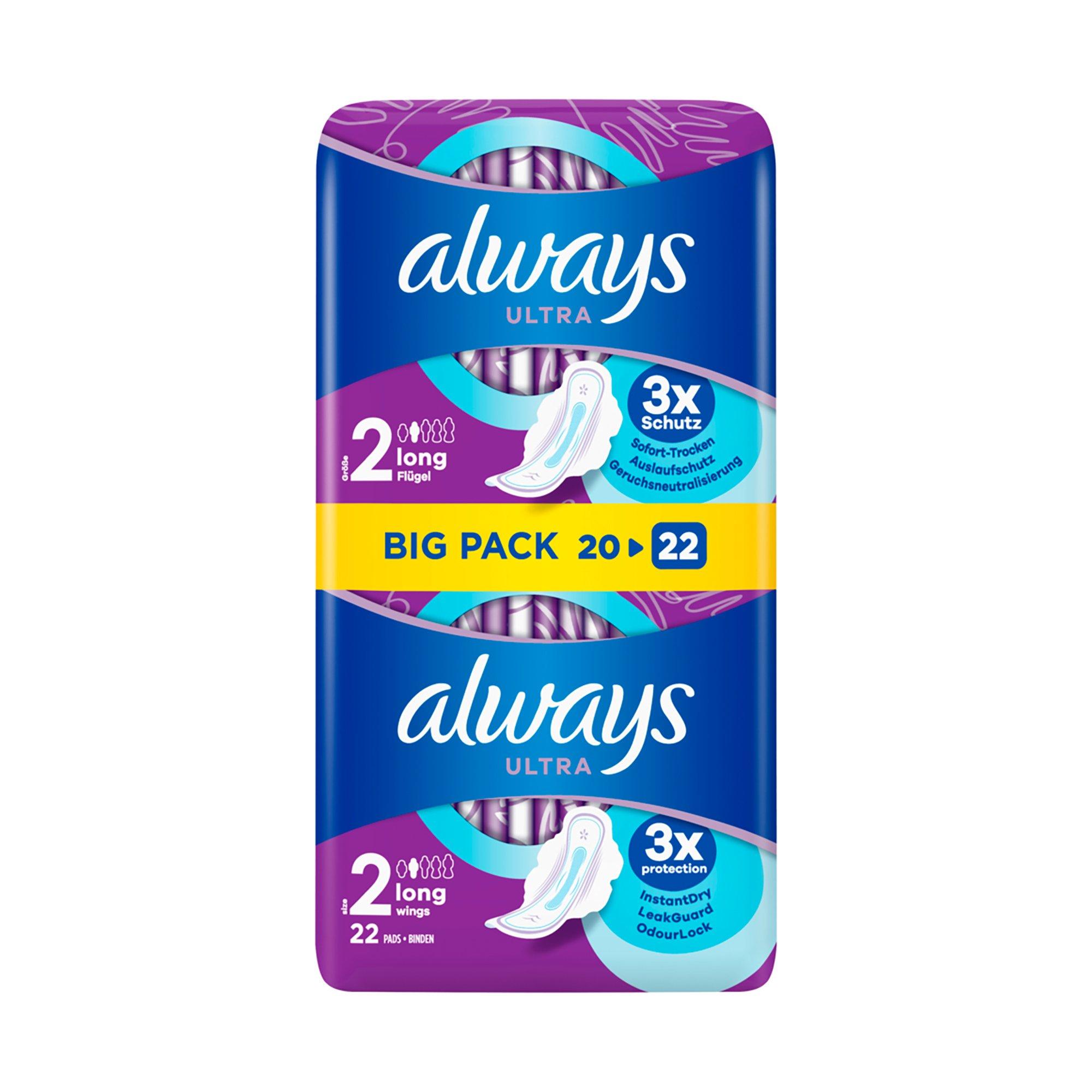 Image of Damenbinden Long (größe 2) Mit Flügeln Damen 22STK