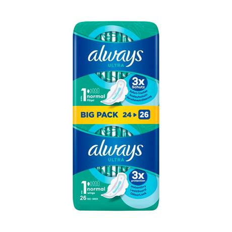 always  Ultra Normal mit Flügeln BigPack Serviettes Hygiéniques Normales (Taille 1) Avec Ailes 