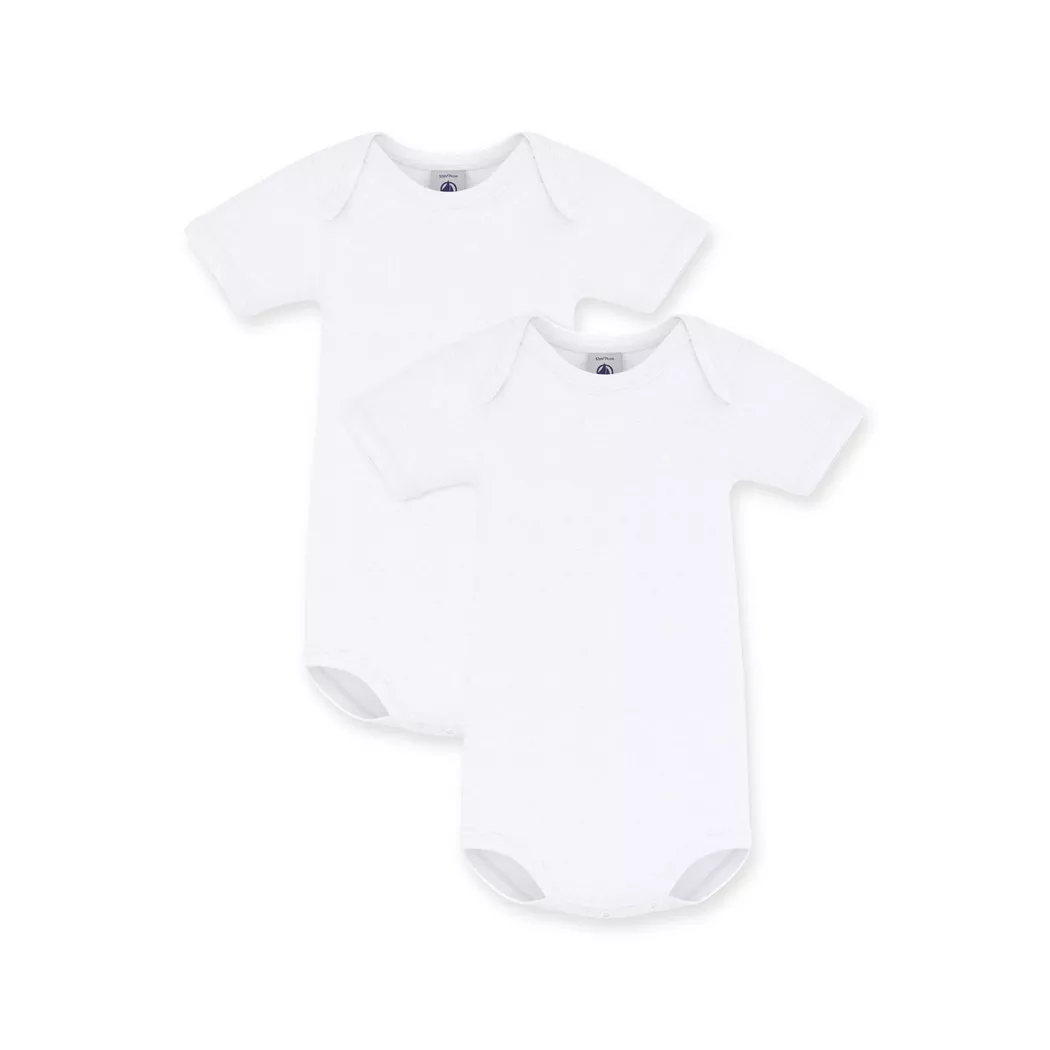 Petit Bateau Duopack Short Sleeve Bodys White 6 Months 2