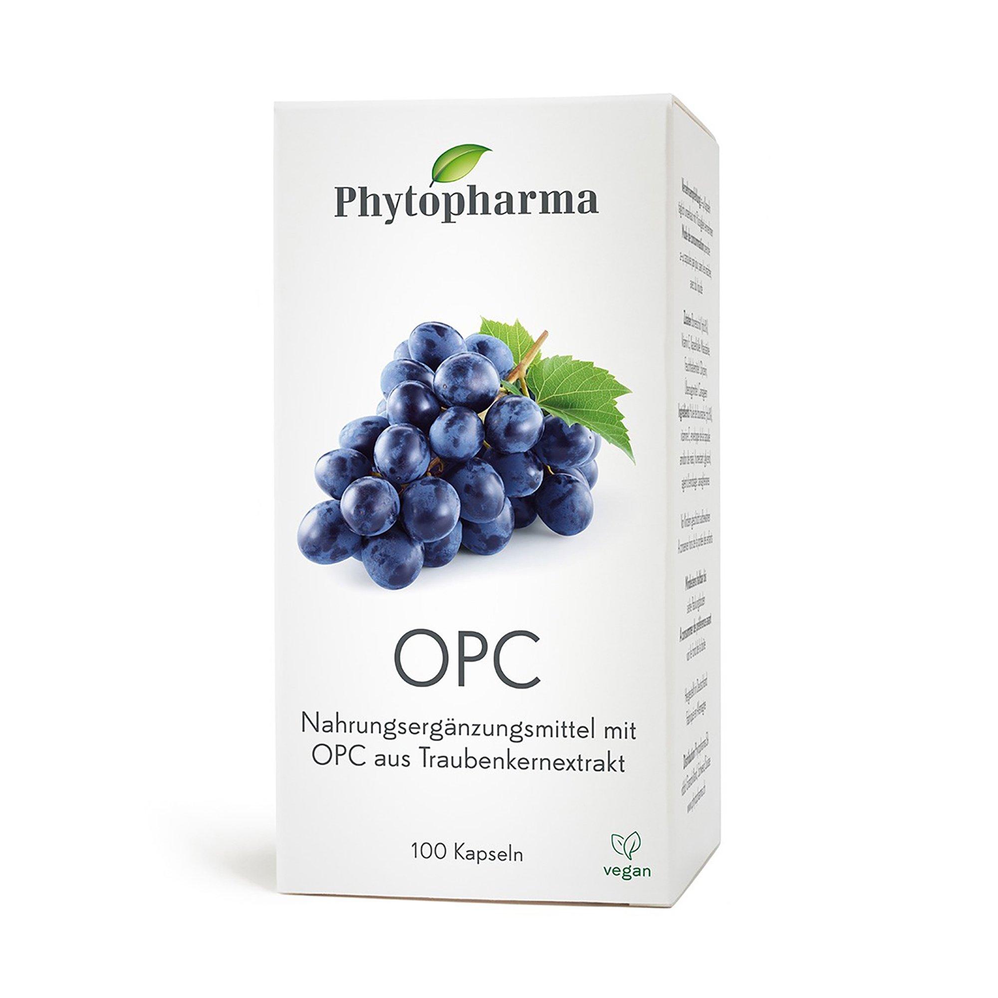 Image of Phytopharma OPC Traubenkernextrakt Vegan Nahrungsergänzungsmittel mit OPC aus Traubenkernextrakt - 100Stück