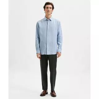 SELECTED Camicia di lino, manica lunga Reg Kylian Blu Chiaro