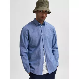 SELECTED Camicia di lino, manica lunga NEW LINEN SHIRT Blu