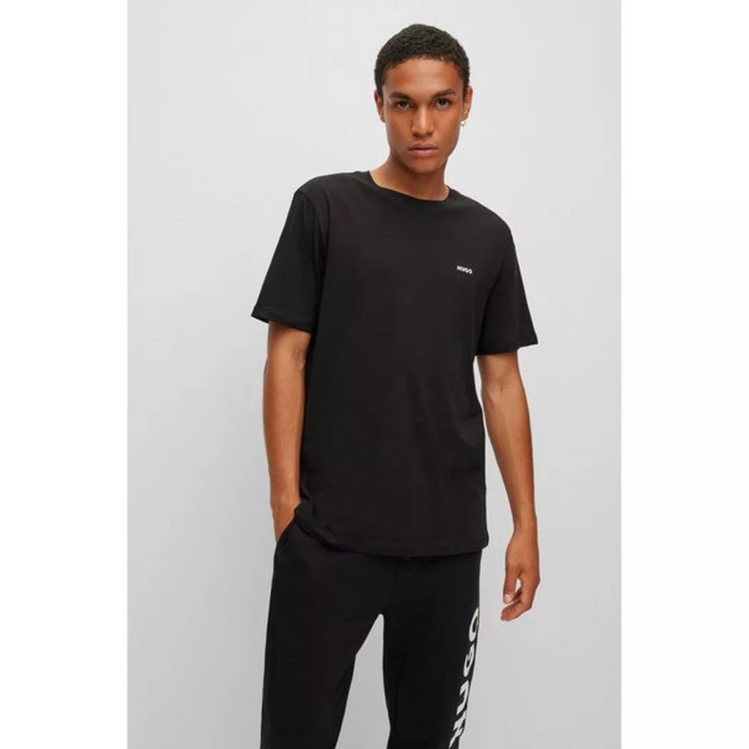 HUGO pour homme. 50466158 T-shirt Dero noir (L), Casuel, Coton, Manche courte, Durable
