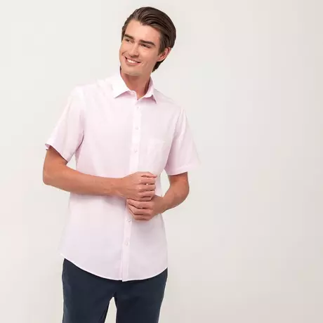 Manor Man Chemise, Classic Fit, manches courtes  Rose