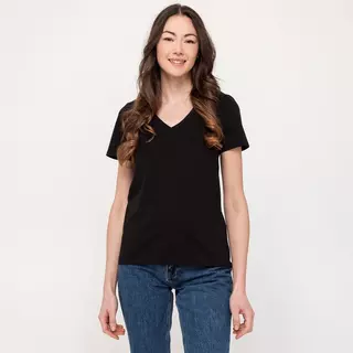 Manor Woman  T-shirt con scollo a V, manica corta Black