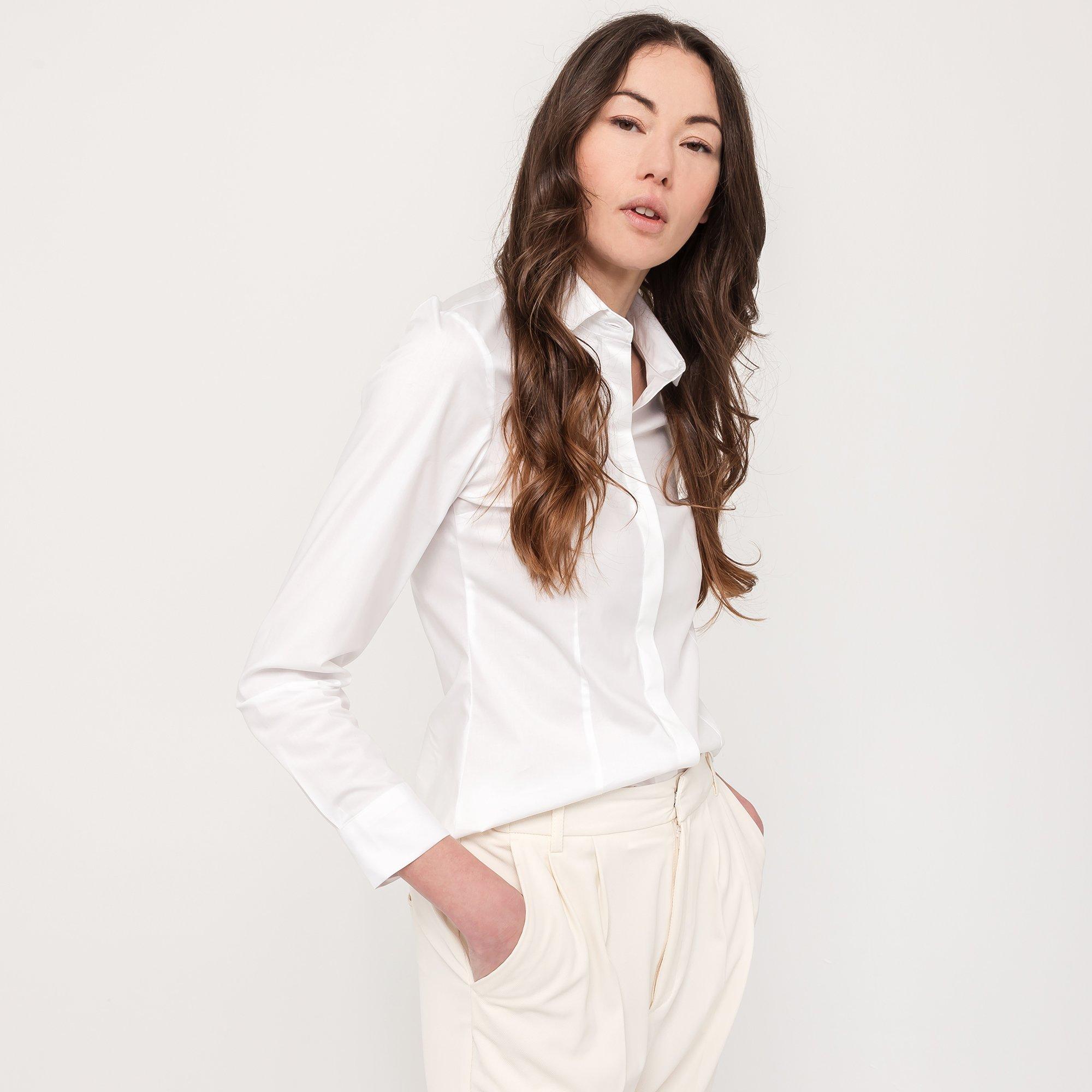 Image of Hemdbluse, Langarm Damen Weiss 40