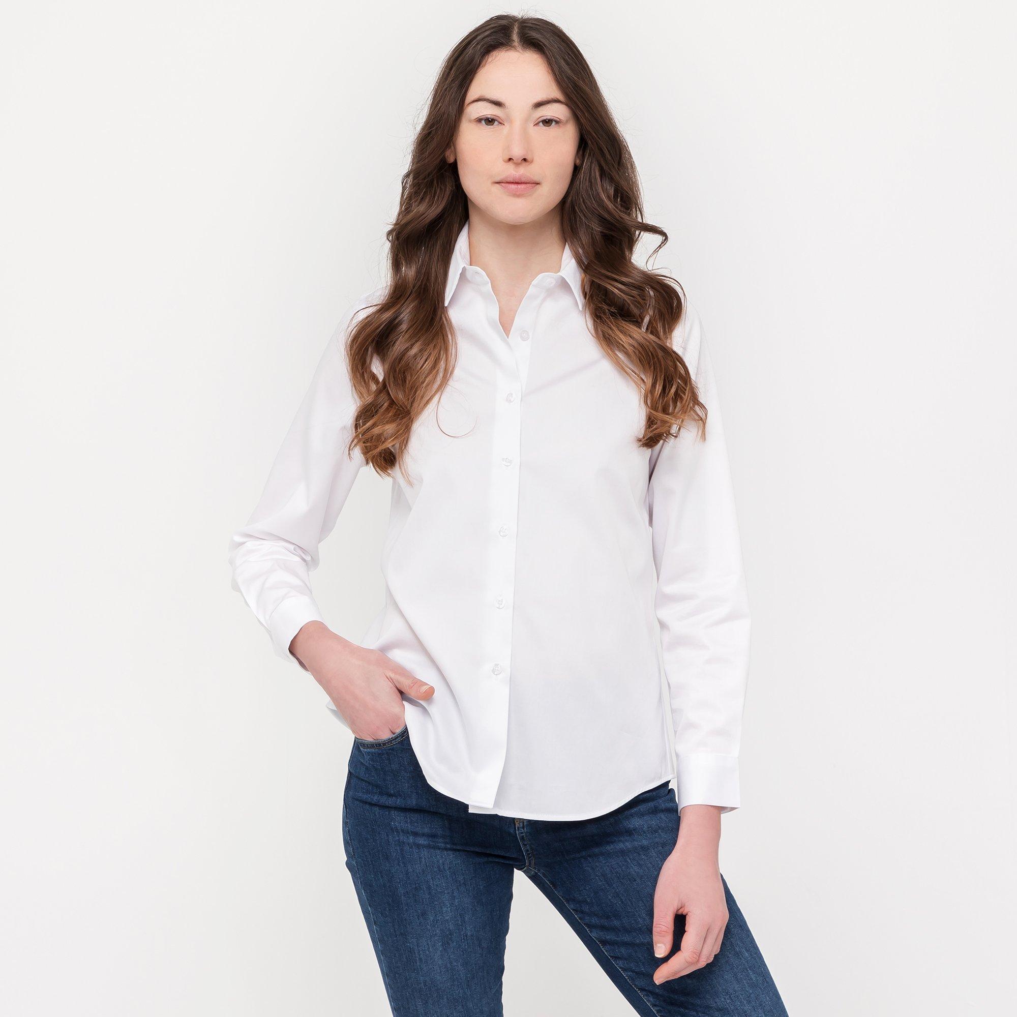 Image of Hemdbluse, Langarm Damen Weiss 42