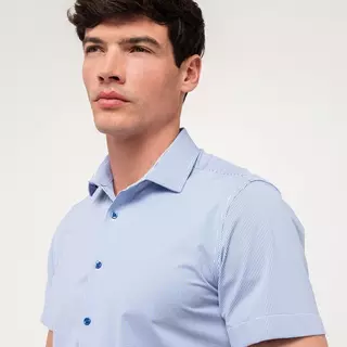 Manor Man Camicia, Modern Fit, manica corta  Blu