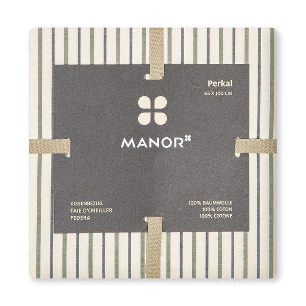 Manor Kai Taie d'oreiller en percale de coton rayée  