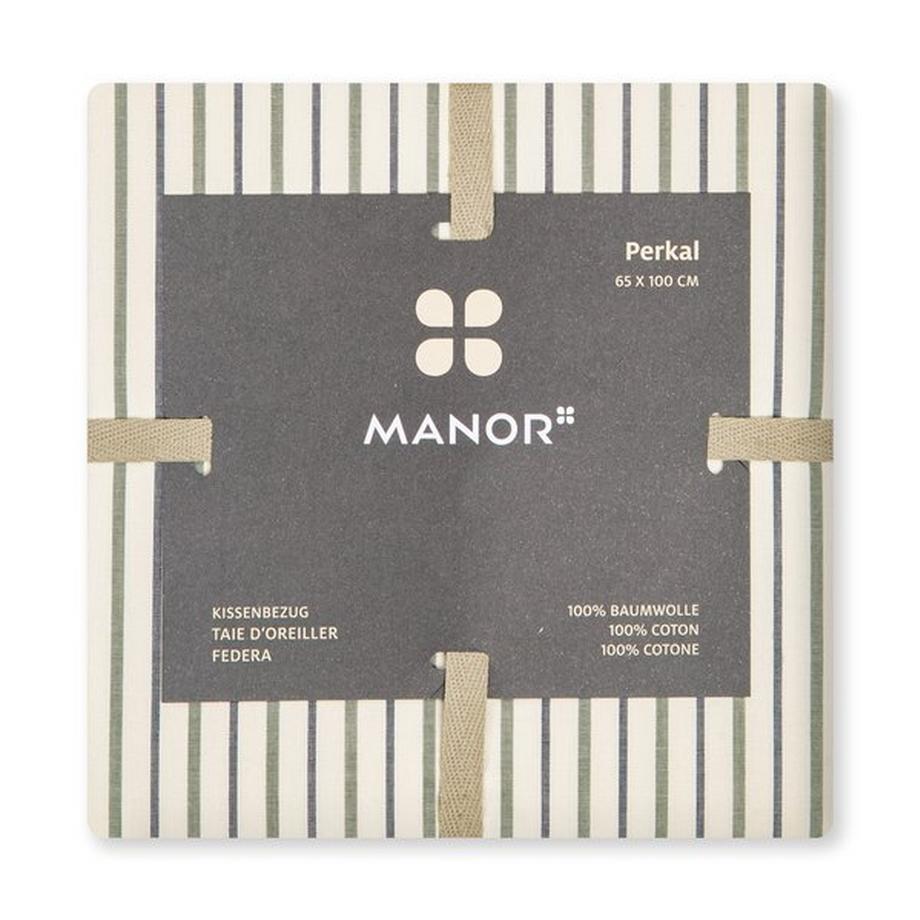 Manor Kai Gestreifter Perkal Baumwoll Kissenbezug  