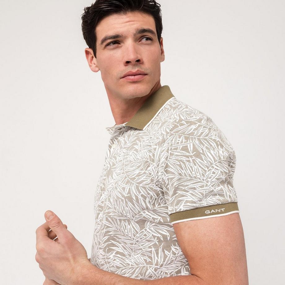 GANT D2. LEAF PRINT PIQUE SS RUGGER Poloshirt, kurzarm 