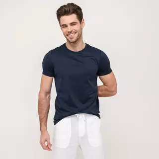 Manor Man T-shirt, Modern Fit, manica corta MERCERISIERTE PIMA BAUMWOLLE Navy