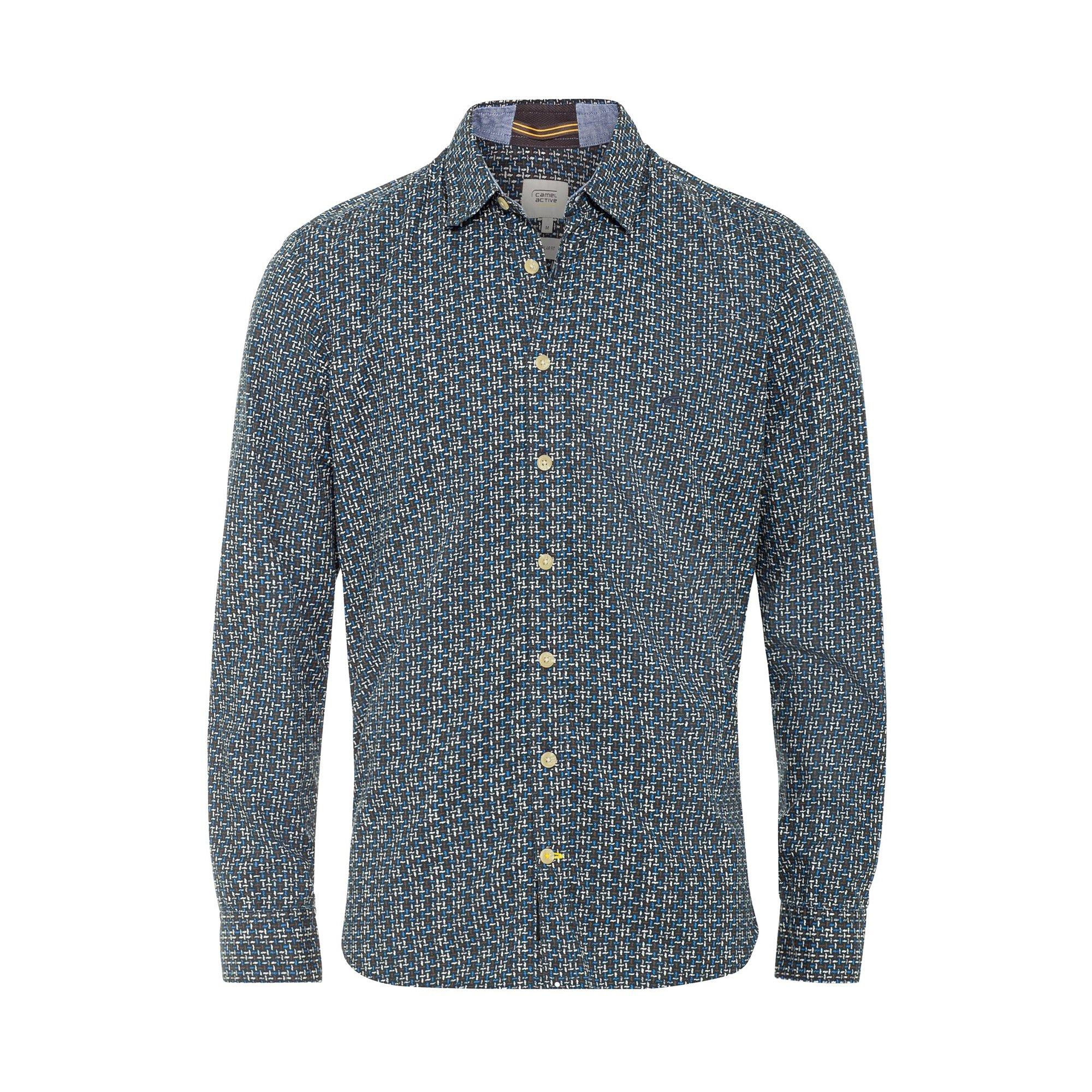 Camel Active Herren Langarm-Hemd Aus Baumwolle – Regular Fit, All-Over-Print, Lässiger Style