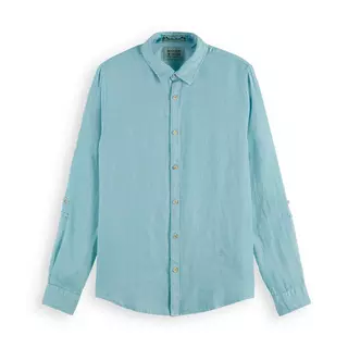 Scotch & Soda Camicia a maniche lunghe Regular fit garment-dyed linen shirt Verde Chiaro