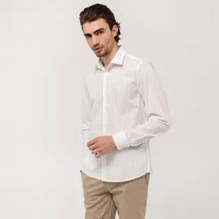 Marc O'Polo Chemise à manches longues Hemd gestreift Blanc Bariolé