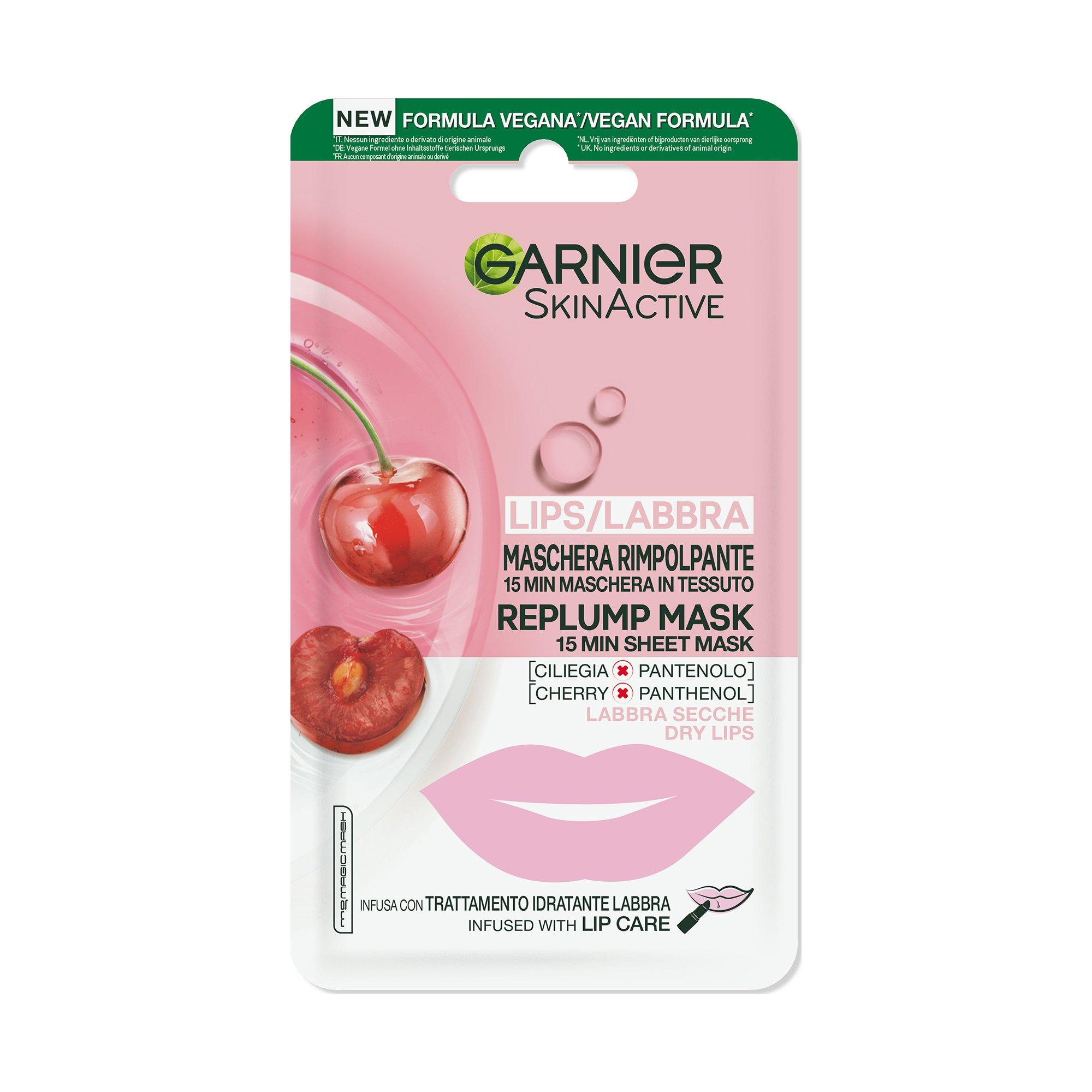 Image of GARNIER SKIN ACTIVE GAR LIP MASK CHERRY SA5GR 540 Lippentuchmaske mit Kirsche & PanthenolSkinActive Lippentuchmaske Cherry - 5g
