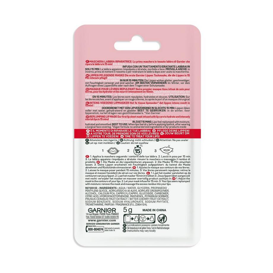 GARNIER GAR LIP MASK CHERRY SA5GR 543 Maschera per le labbra 