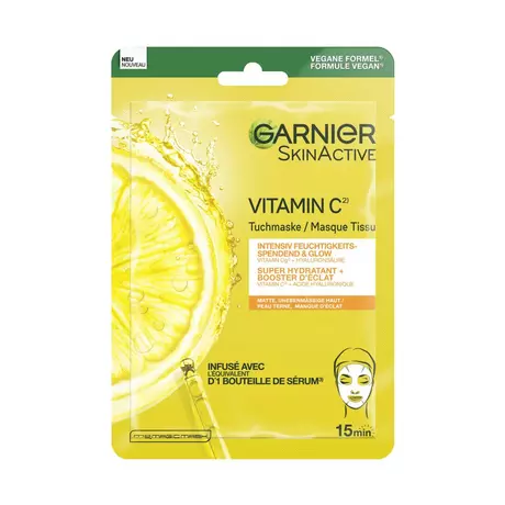 GARNIER  Vitamin C* Intensiv feuchtigkeitsspendende & Glow Tuchmaske 