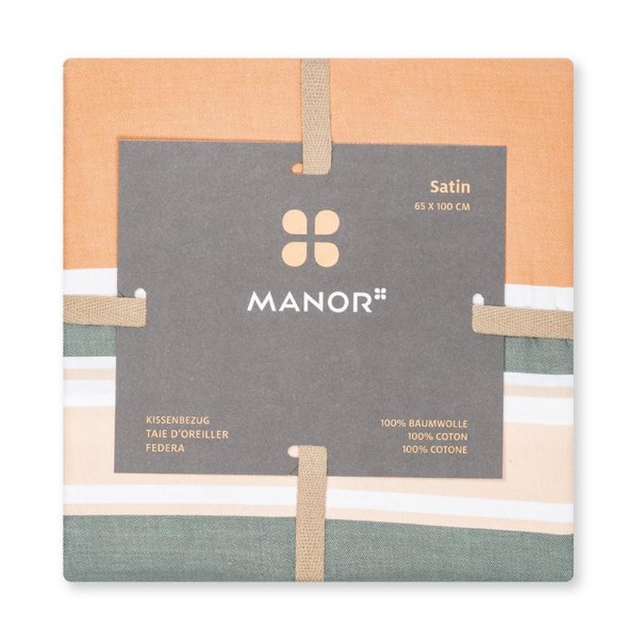 Manor Ketar Taie d'oreiller en satin rayée  