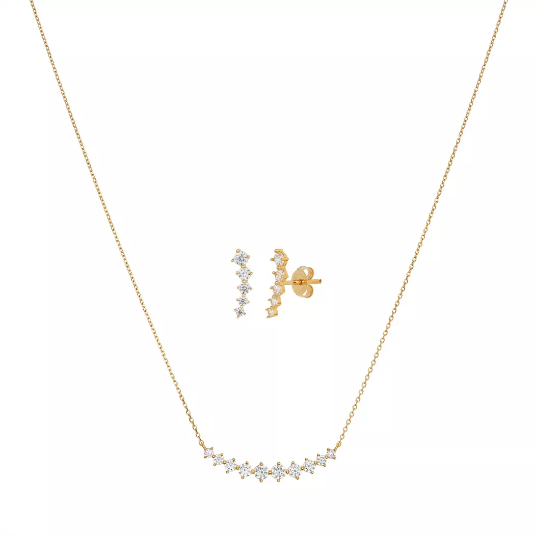 L' Atelier Gold 18 Karat by Manor - Set Halskette/Ohrschmuck, 42cm, Gelbgold