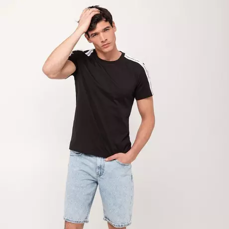 Calvin Klein Jeans T-Shirt CONTRAST TAPE SHOULDER T-SHIRT Noir