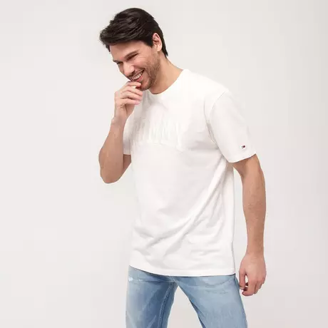 TOMMY JEANS T-Shirt TJM TONAL TOMMY COLLEGIATE TEE Creme