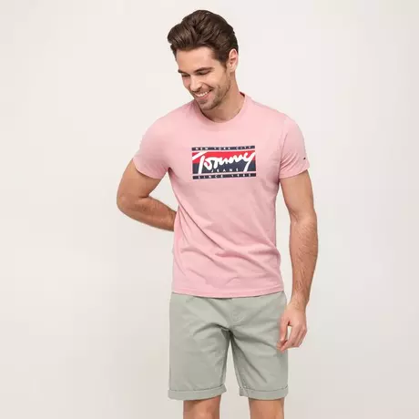 TOMMY JEANS T-Shirt TJM ESSENTIAL TOMMY SCRIPT TEE Pink