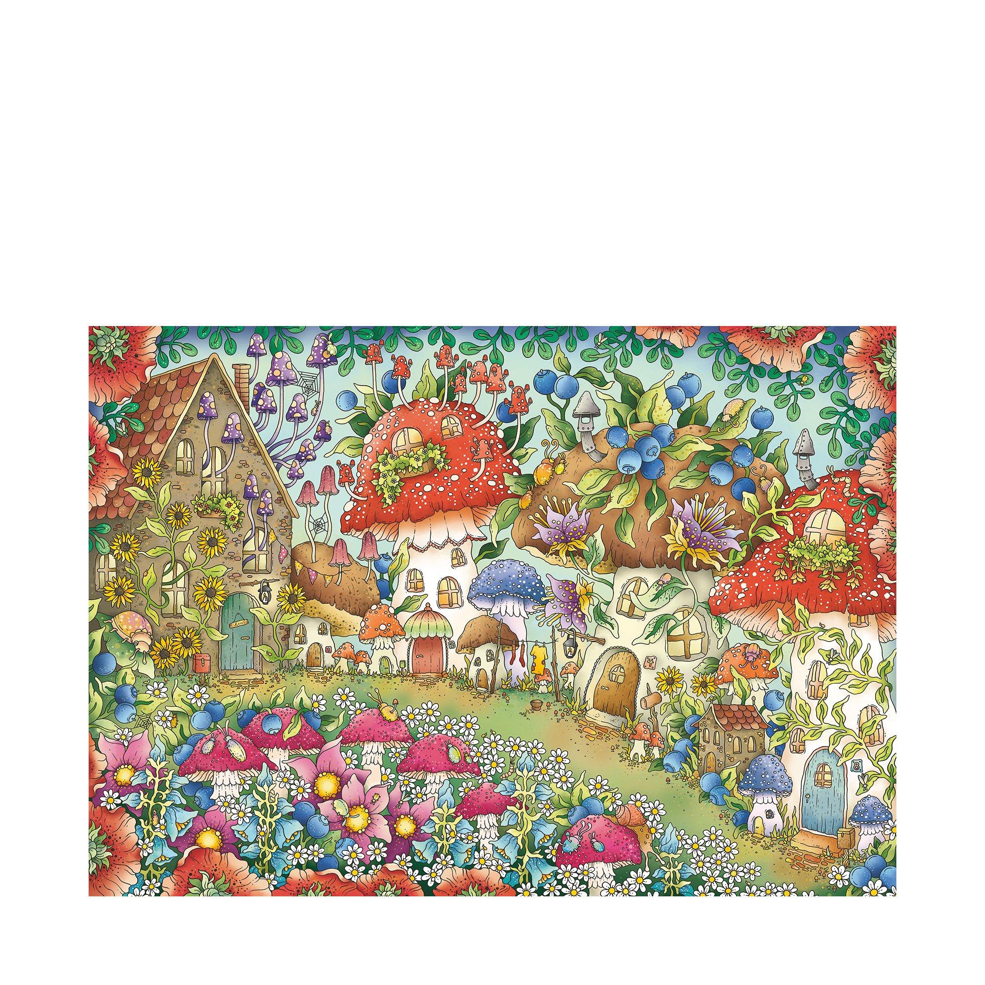 Ravensburger  Puzzle, Case di fiori e funghi - 1000 pezzi 