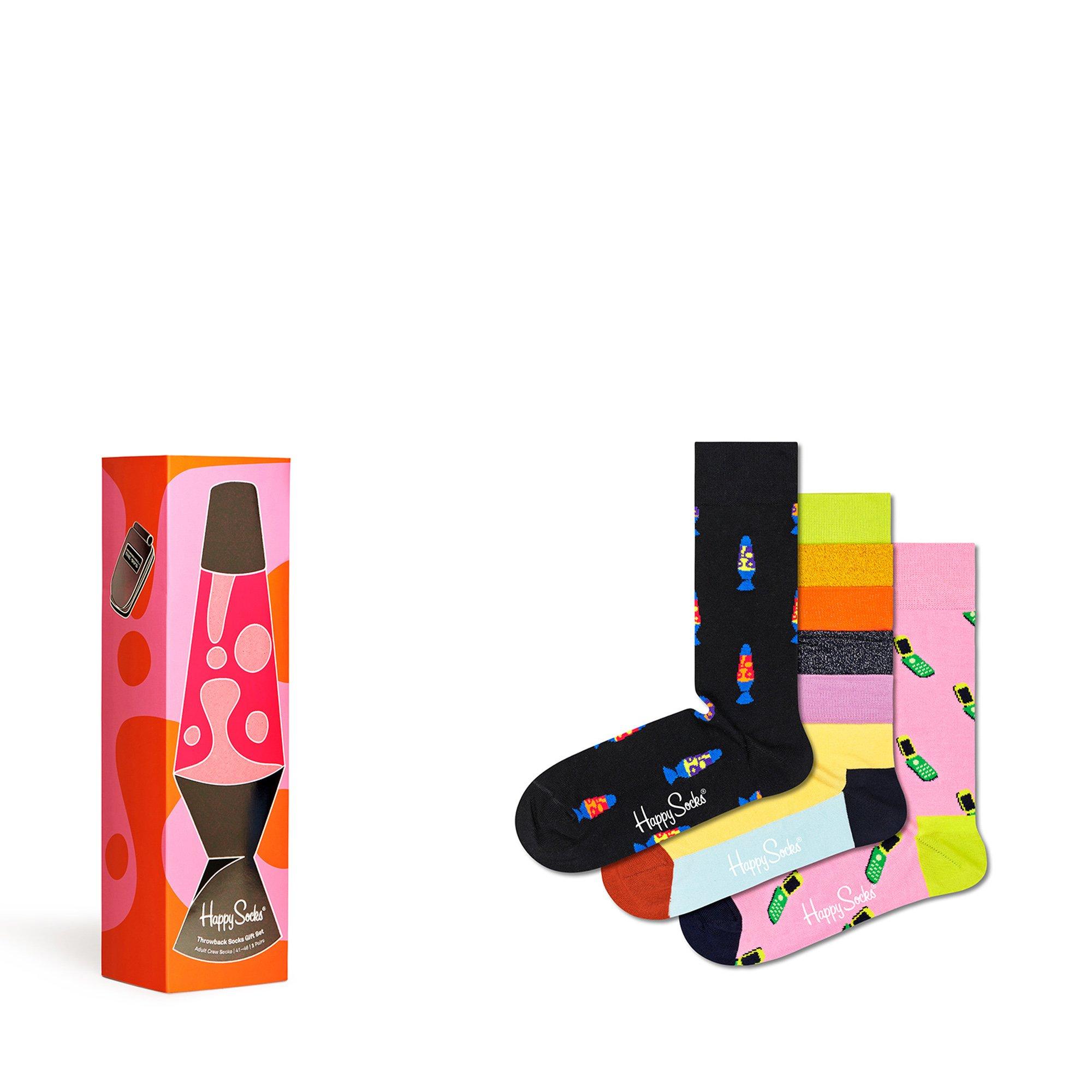 Happy Socks 3-Pack Throwback Socks Gift Set Multipack, chaussettes 