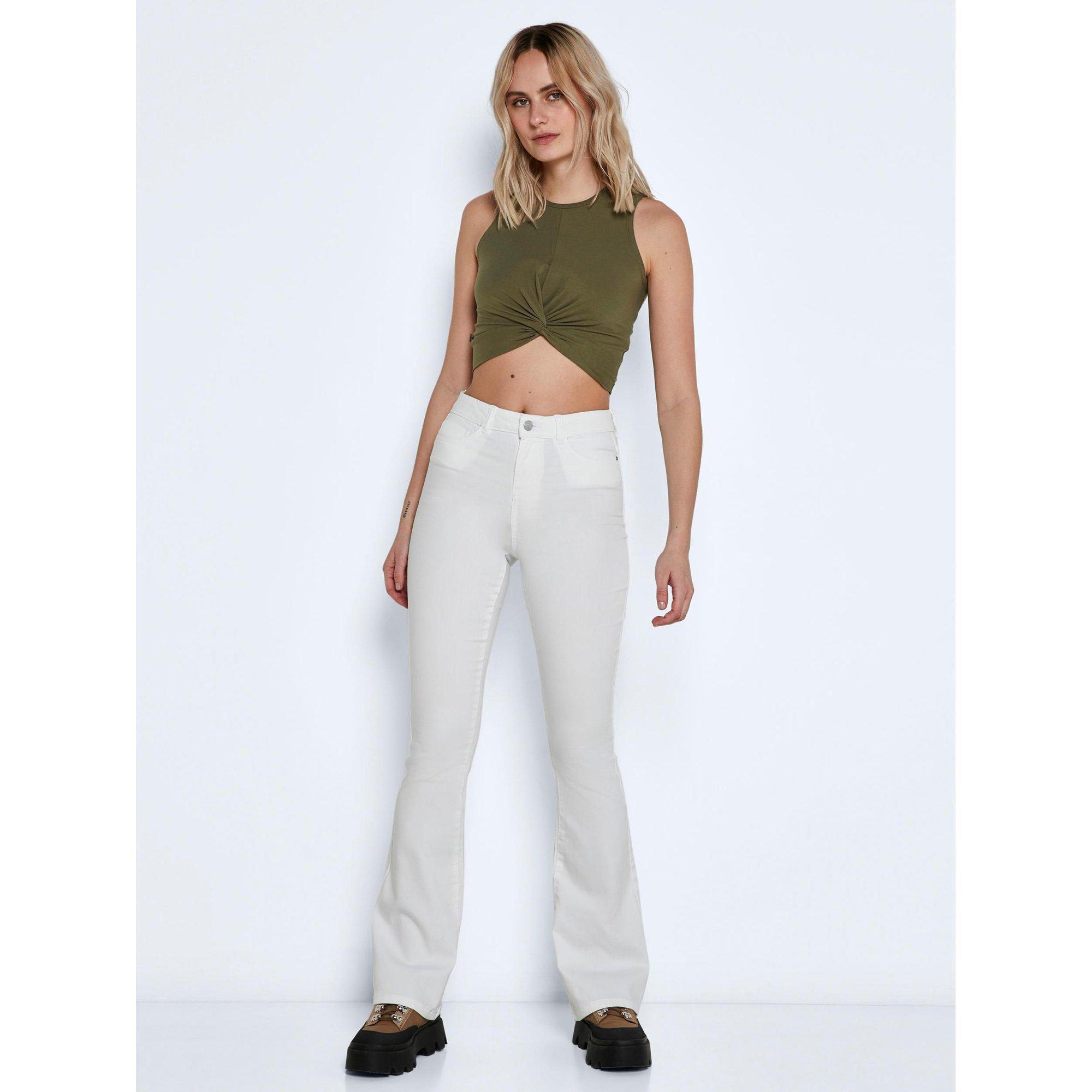 Image of Jeans, Flared Leg Fit Damen Weiss L30/W28