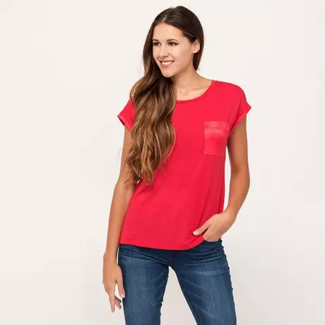 Manor Woman  T-shirt, col rond, manches courtes Framboise