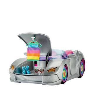 Barbie  Extra auto convertibile (scintille) con pneumatici arcobaleno, accessori 