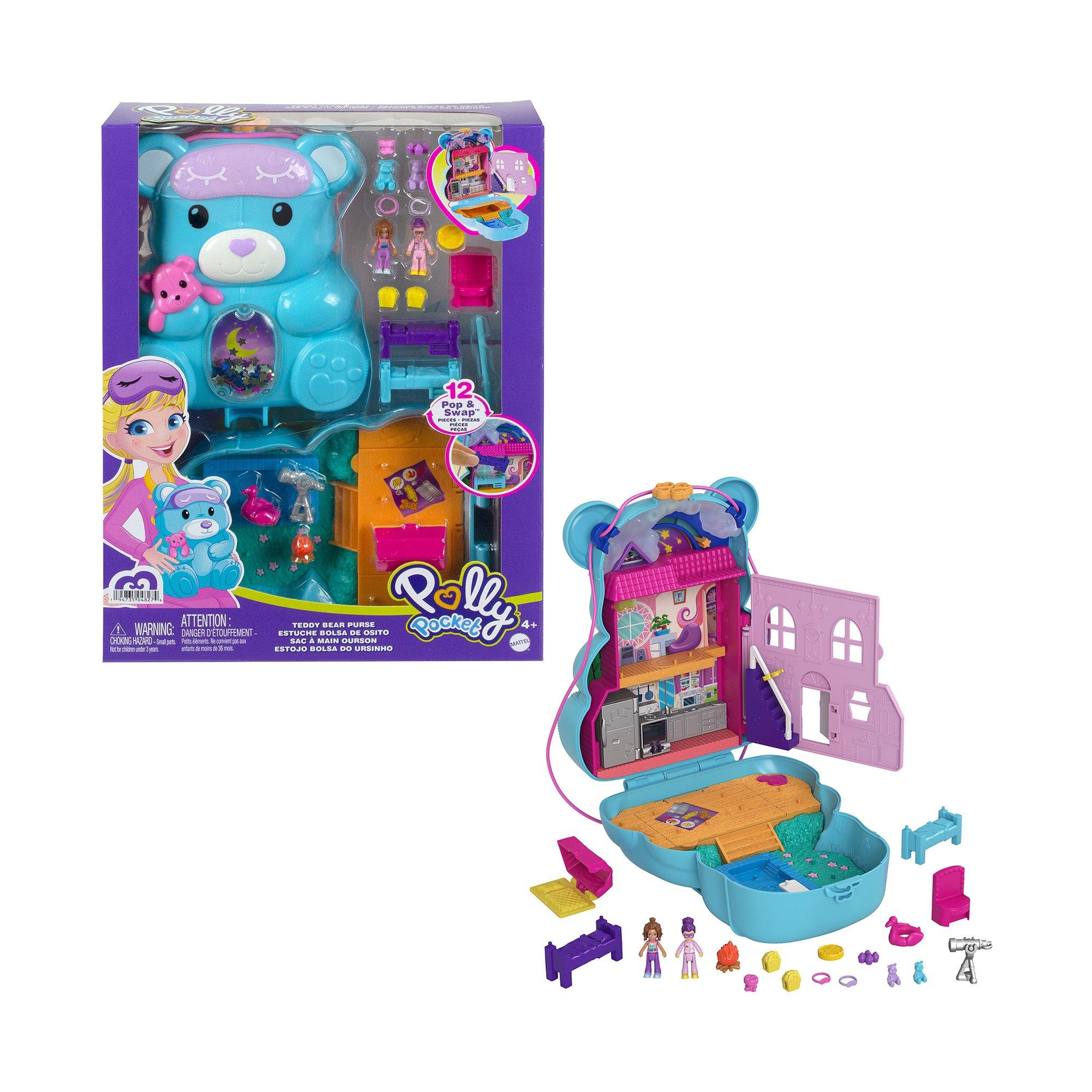 Polly Pocket Coffret Sac à Main Ourson Surprises, thème soirée