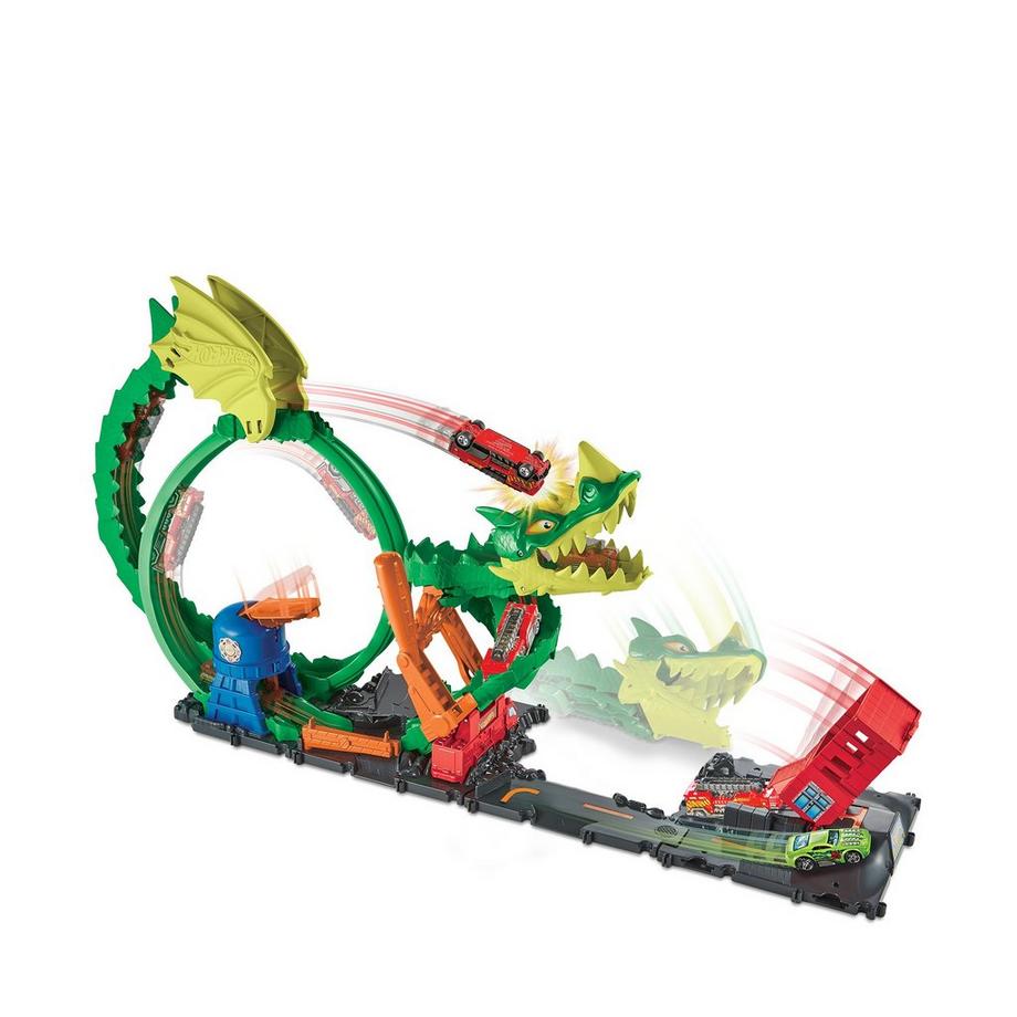 Hot Wheels  playset City Dragon Attack con 1 auto giocattolo 