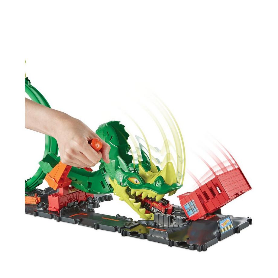 Hot Wheels  playset City Dragon Attack con 1 auto giocattolo 