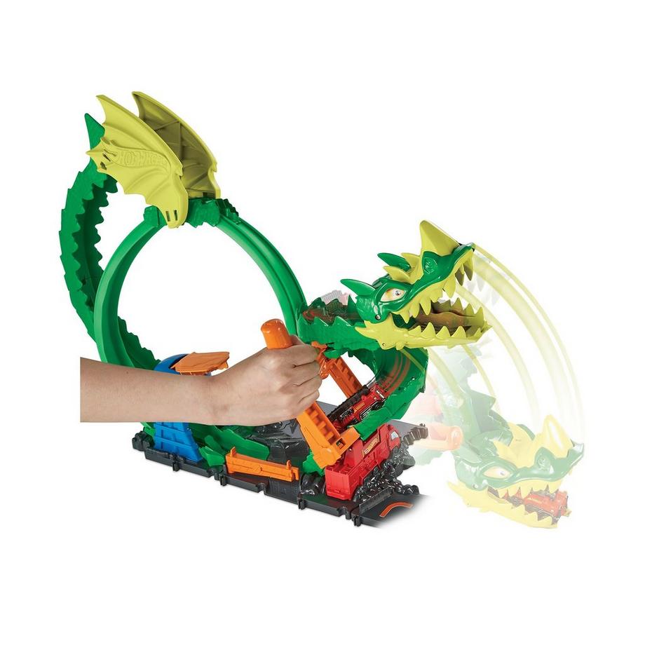 Hot Wheels  playset City Dragon Attack con 1 auto giocattolo 