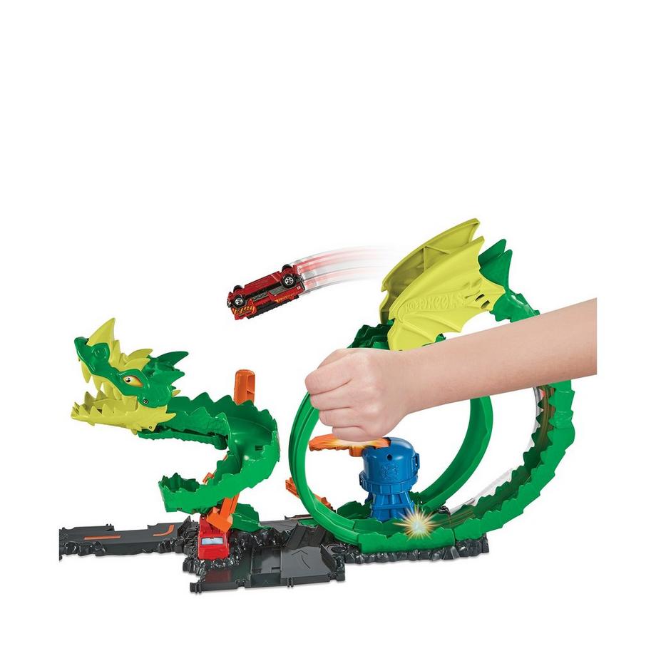 Hot Wheels  playset City Dragon Attack con 1 auto giocattolo 