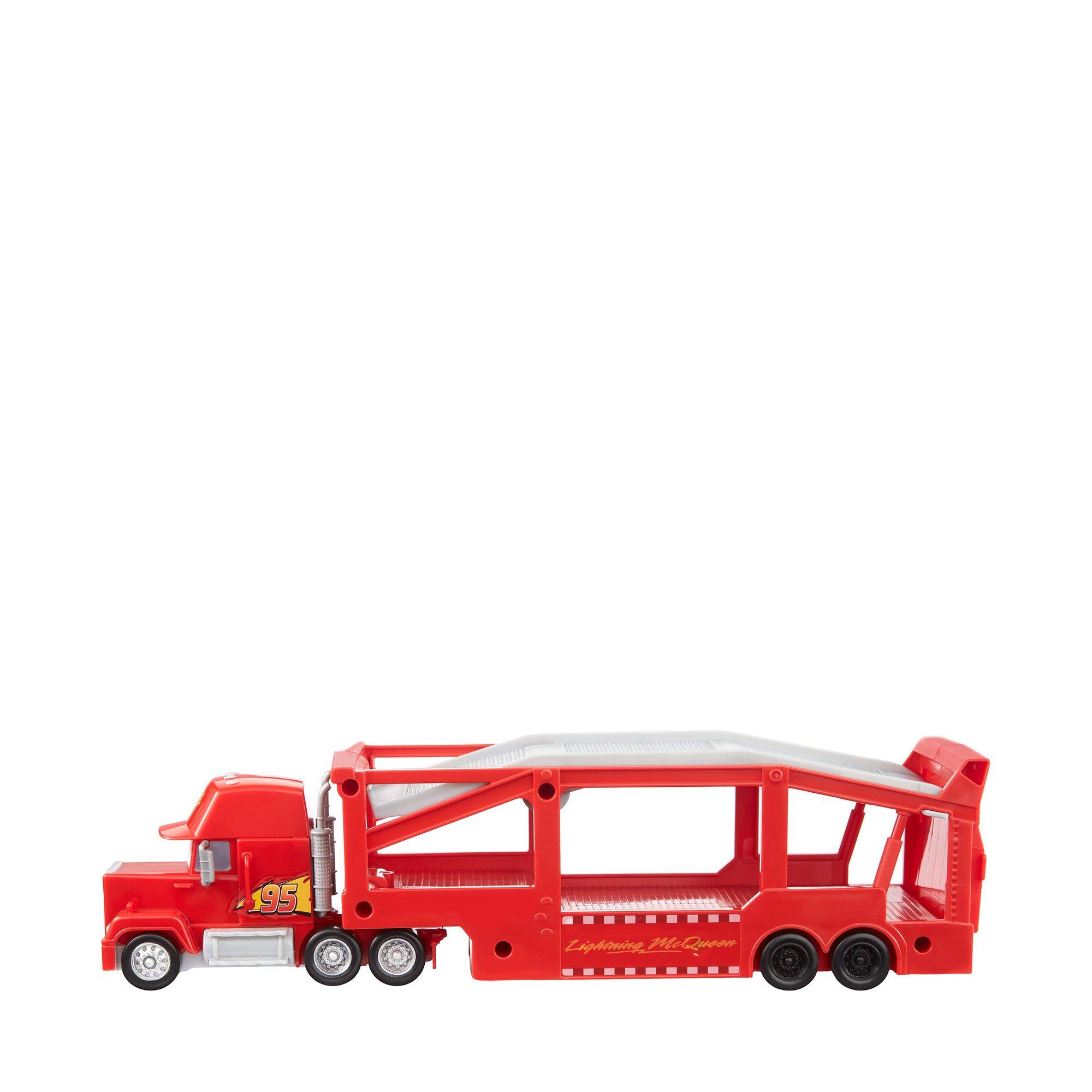 Mattel  Disney Pixar Cars Transporter Mack con rampa, trasporto auto lungo per 12 veicoli 