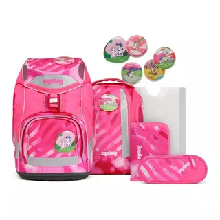 Ergobag Schultornister-Set, 6-teilig Pack, KuntBärbuntes Einhorn Pink