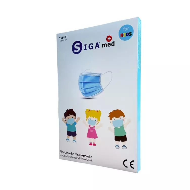 SIGA Premium Kindermaske SIGA Typ IIR Blau 50er Box Premium Kinder Hygienemaskeonline kaufen MANOR