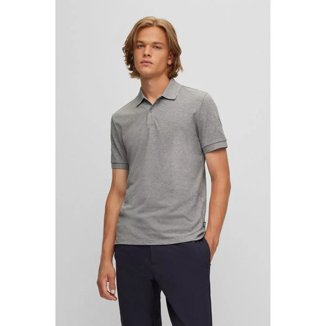 Boss BLACK - Poloshirt, kurzarm, für Herren, Silber, Größe L