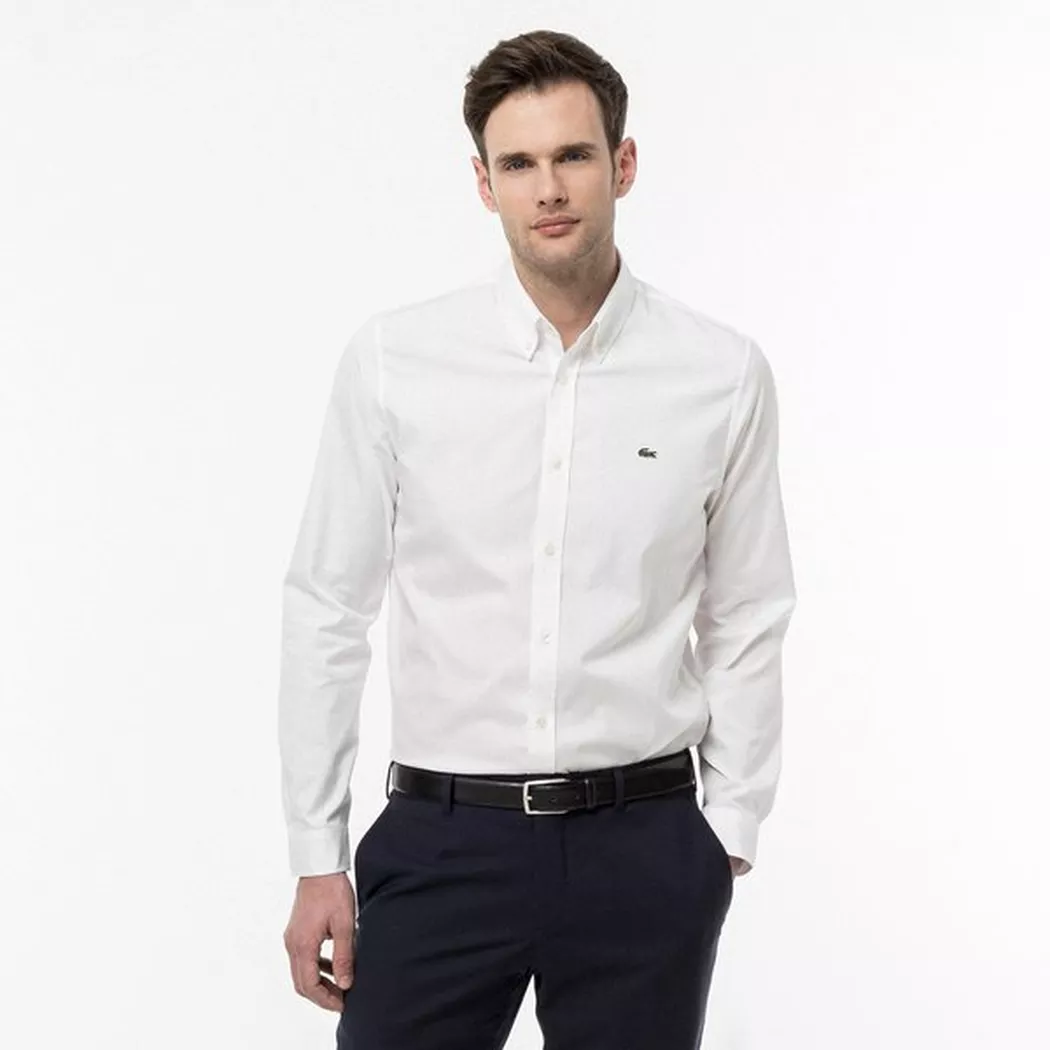 Lacoste - Hemd, langarm, für Herren, Weiss, Größe 43
